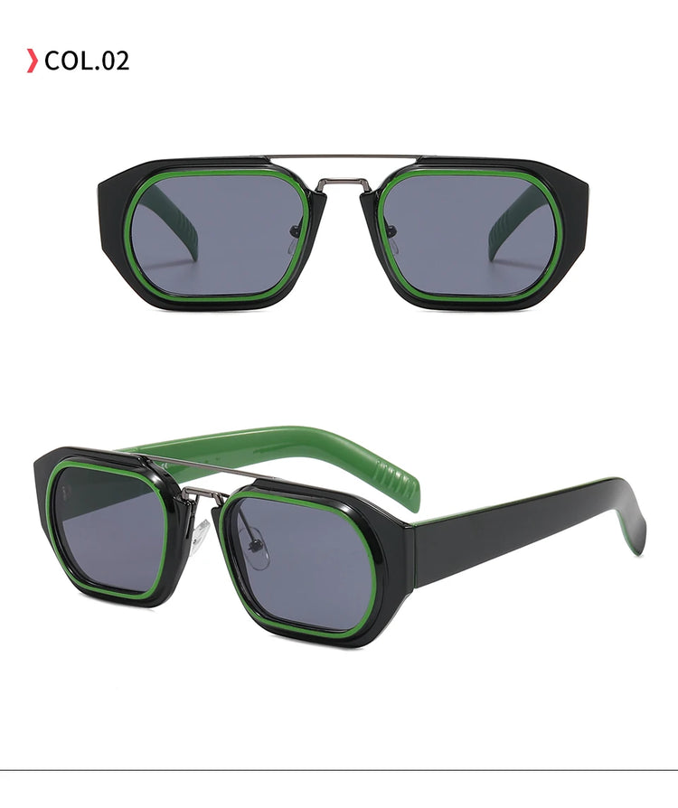 JAYDEN MEN'S RECTANGLE FRAME FLAT TOP UV400 SUNGLASSES