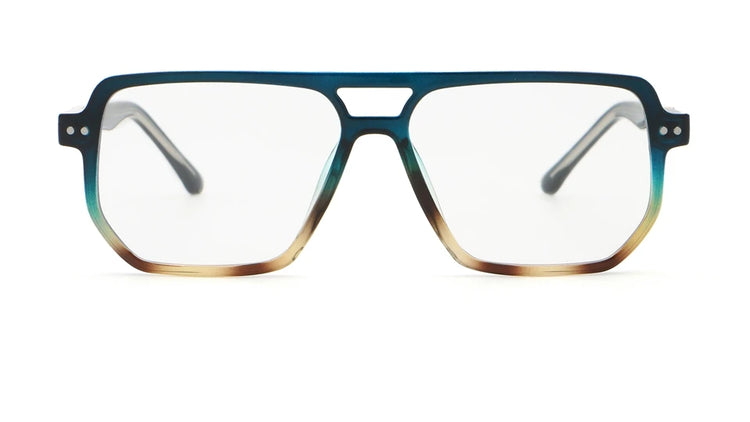 Tess Unisex Anti-Blue Light Double Bridge Oversized Square Frame Glasses