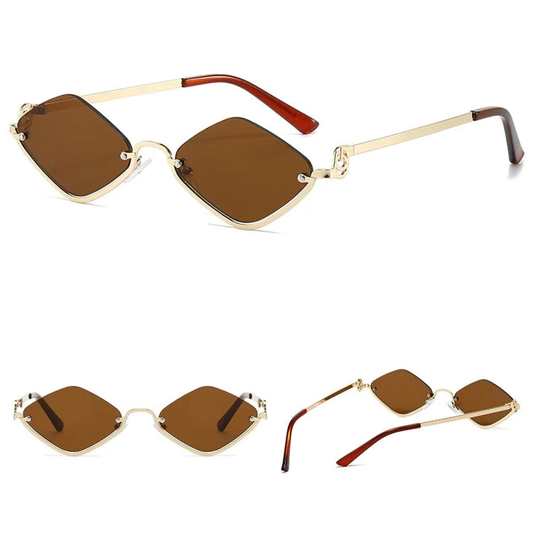 Aura Women's Small Retro Diamond Lens Sunglasses
