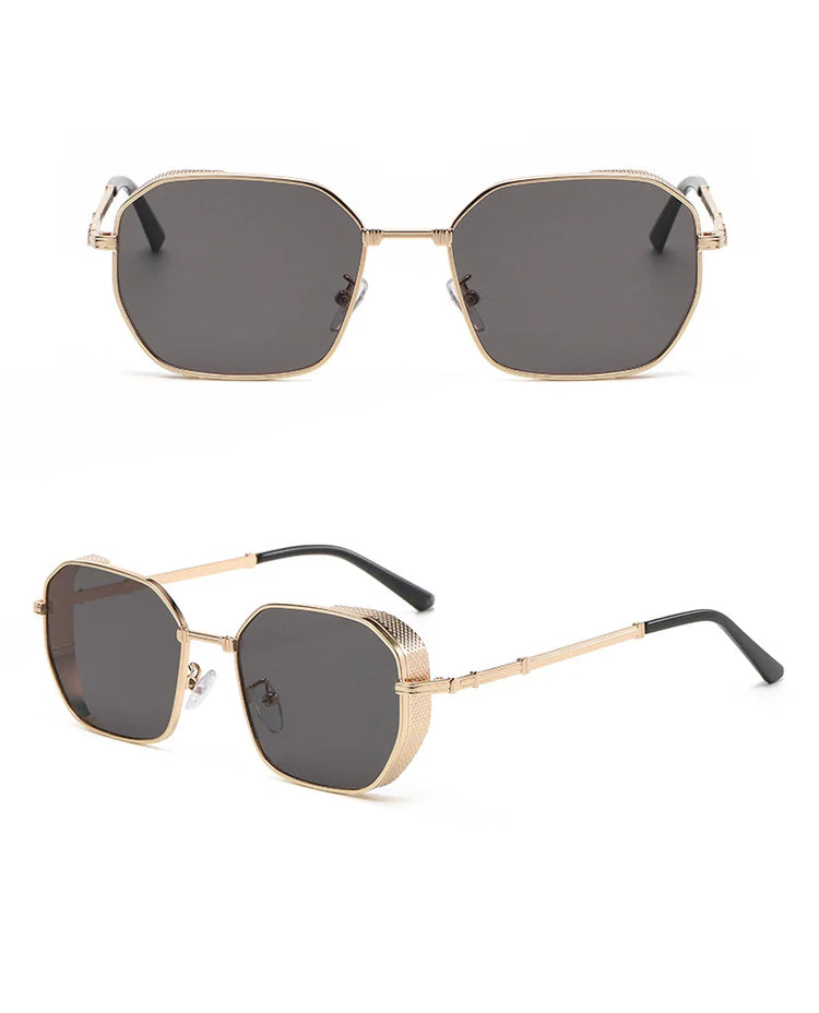 Rocco Steampunk Gradient Square Metal Shades Sunglasses