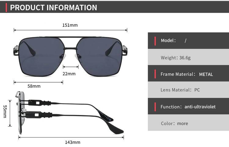 Cyrus Unisex Retro Double Bridge Metal Frame Aviator Sunglasses
