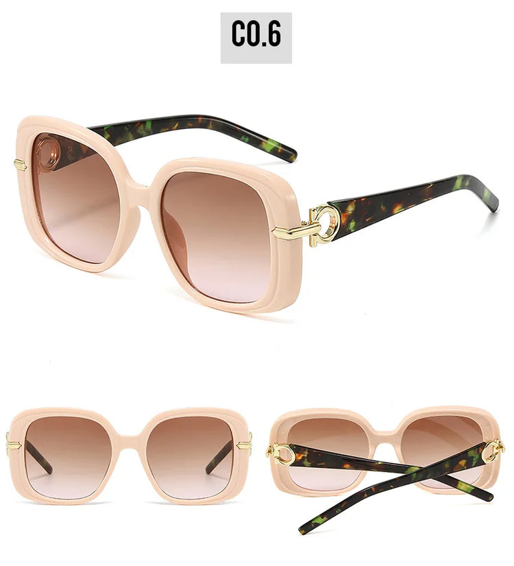 Nadia Women's Retro Oversized Gradient UV400 Square Frame Sunglasses