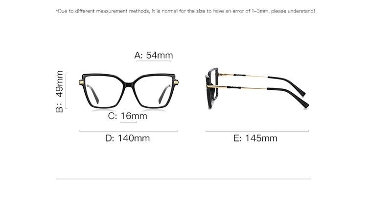 ALAINE GOLD DETAILED ANTI BLUE LIGHT CAT EYE FRAME GLASSES