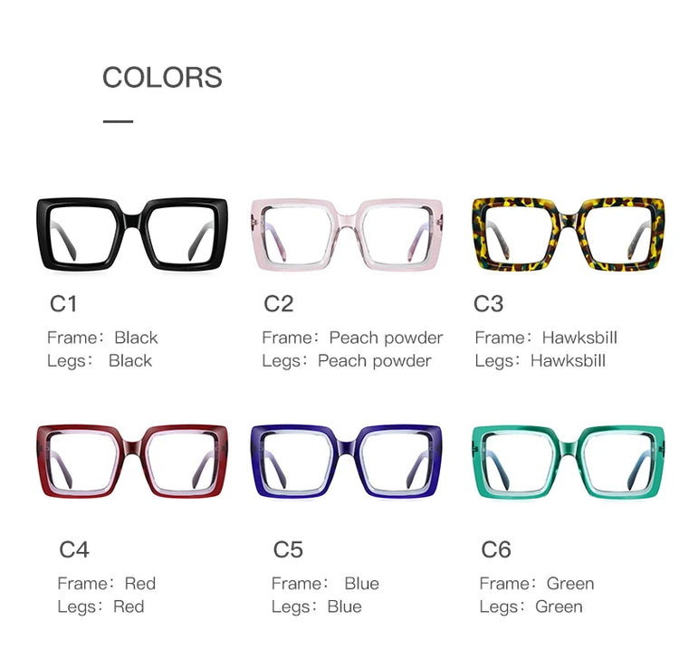 BECKY BLOCK FRAME WOMEN'S OVERSIZED ANTI-BLUE LIGHT OPTICAL GLASSES