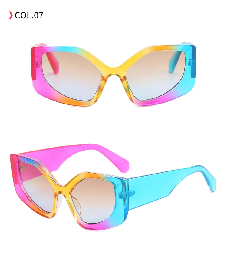 LAILA UNISEX OVERSIZED POLYGON CAT EYE UV400 CHUNKY FRAME SUNGLASSES