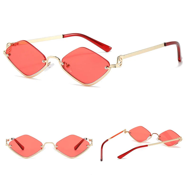 Aura Women's Small Retro Diamond Lens Sunglasses