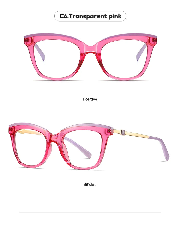 CELIN GOLD DETAIL ANTI BLUE LIGHT CAT EYE FRAME GLASSES