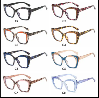 MARIA WOMEN'S TWO-TONE ANTI BLUE LIGHT CAT EYE FRAME GLASSES