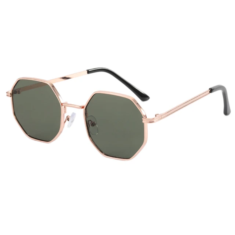 Rune Unisex UV400 Octagonal Metal Frame Sunglasses