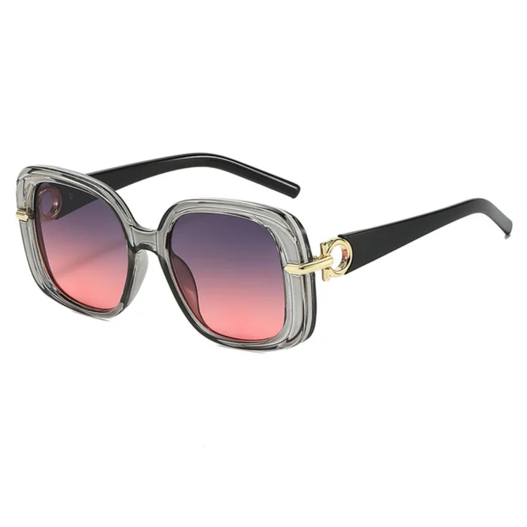 Nadia Women's Retro Oversized Gradient UV400 Square Frame Sunglasses