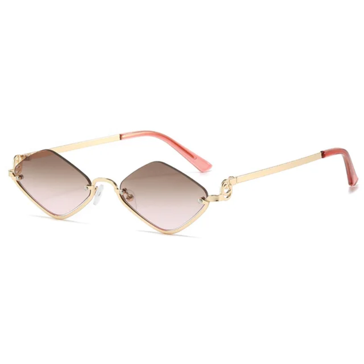 Aura Women's Small Retro Diamond Lens Sunglasses