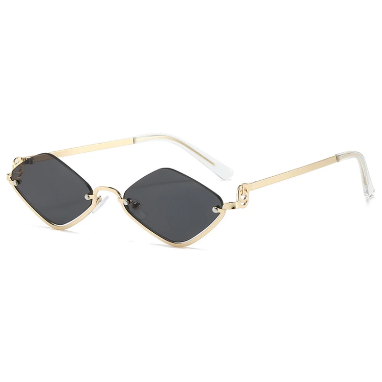 Aura Women's Small Retro Diamond Lens Sunglasses