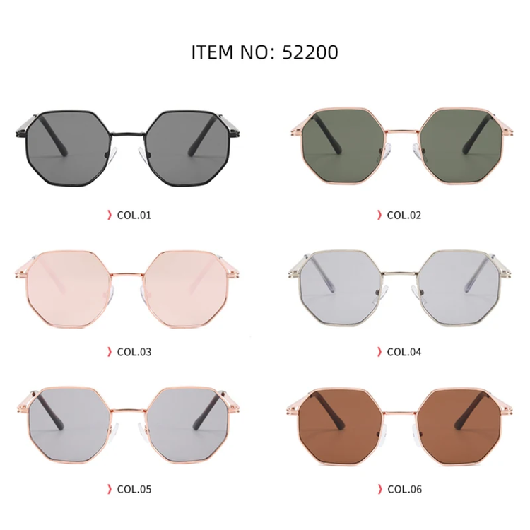 Rune Unisex UV400 Octagonal Metal Frame Sunglasses