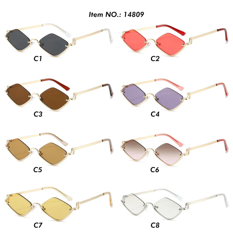 Aura Women's Small Retro Diamond Lens Sunglasses