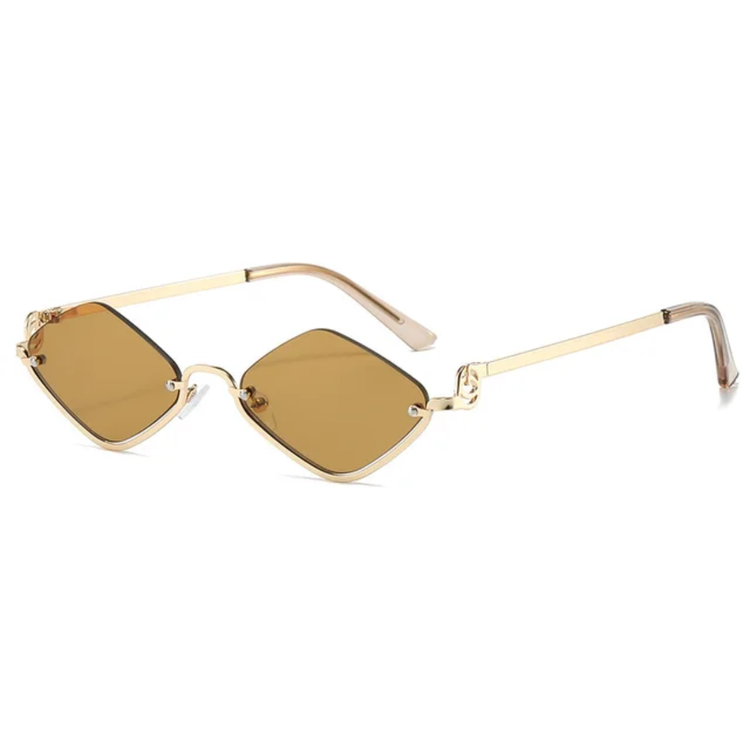 Aura Women's Small Retro Diamond Lens Sunglasses