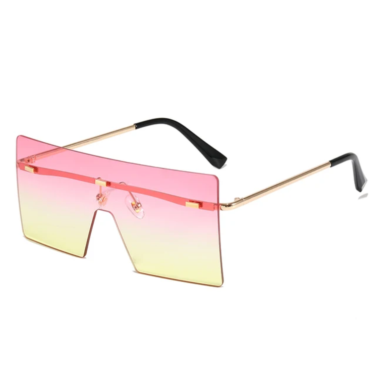 RAQUELLE Women's Oversized Rimless Square Shield Sunglasses