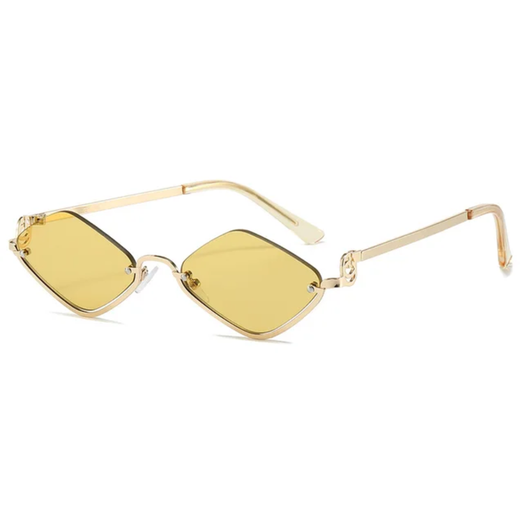 Aura Women's Small Retro Diamond Lens Sunglasses