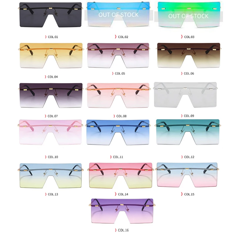 RAQUELLE Women's Oversized Rimless Square Shield Sunglasses