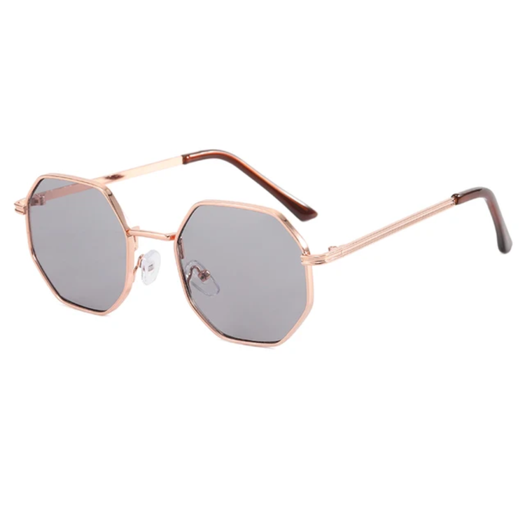 Rune Unisex UV400 Octagonal Metal Frame Sunglasses