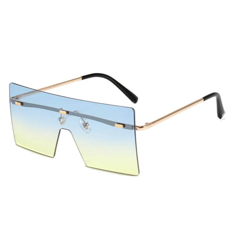 RAQUELLE Women's Oversized Rimless Square Shield Sunglasses