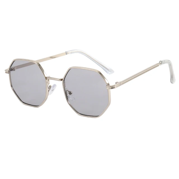 Rune Unisex UV400 Octagonal Metal Frame Sunglasses