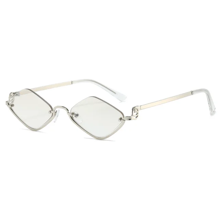 Aura Women's Small Retro Diamond Lens Sunglasses