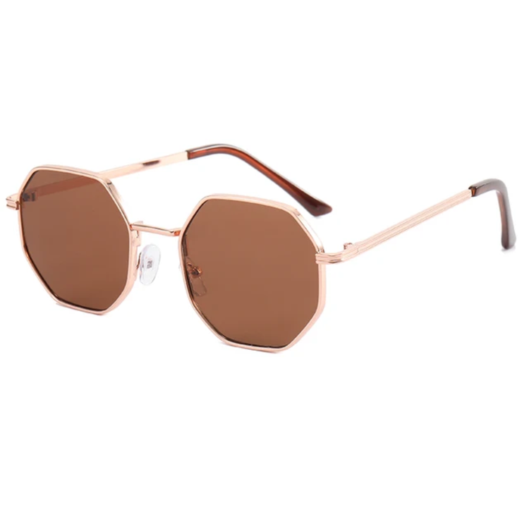 Rune Unisex UV400 Octagonal Metal Frame Sunglasses