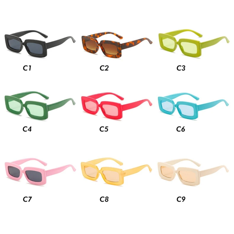 Aurora Women's Rectangular Retro Candy Colored UV400 Sunglasses