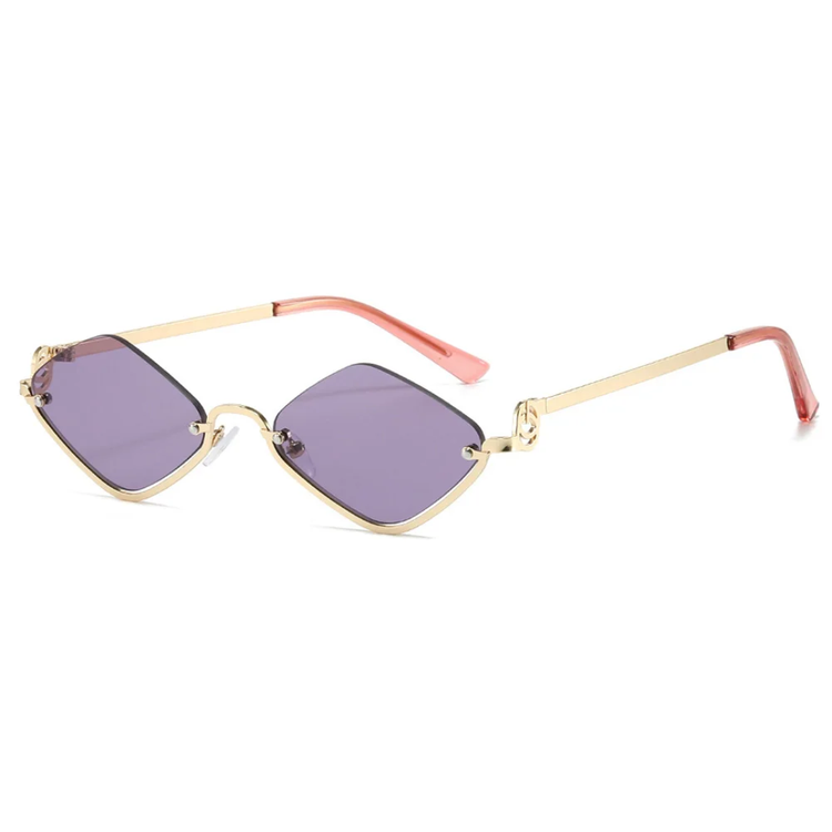 Aura Women's Small Retro Diamond Lens Sunglasses
