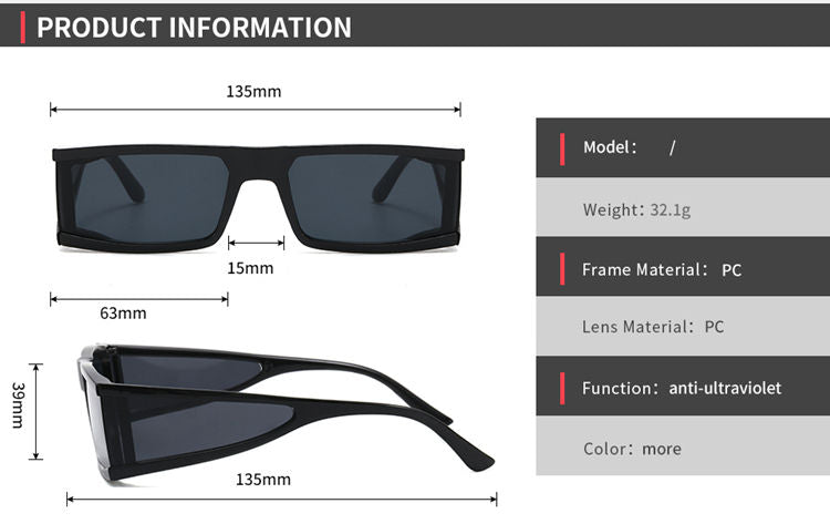 FRANKIE UNISEX UV 400 RECTANGLE FRAME SUNGLASSES