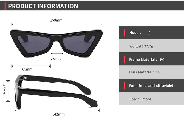 SUMMER VINTAGE TRIANGLE FRAME CAT-EYE UV400 SUNGLASSES