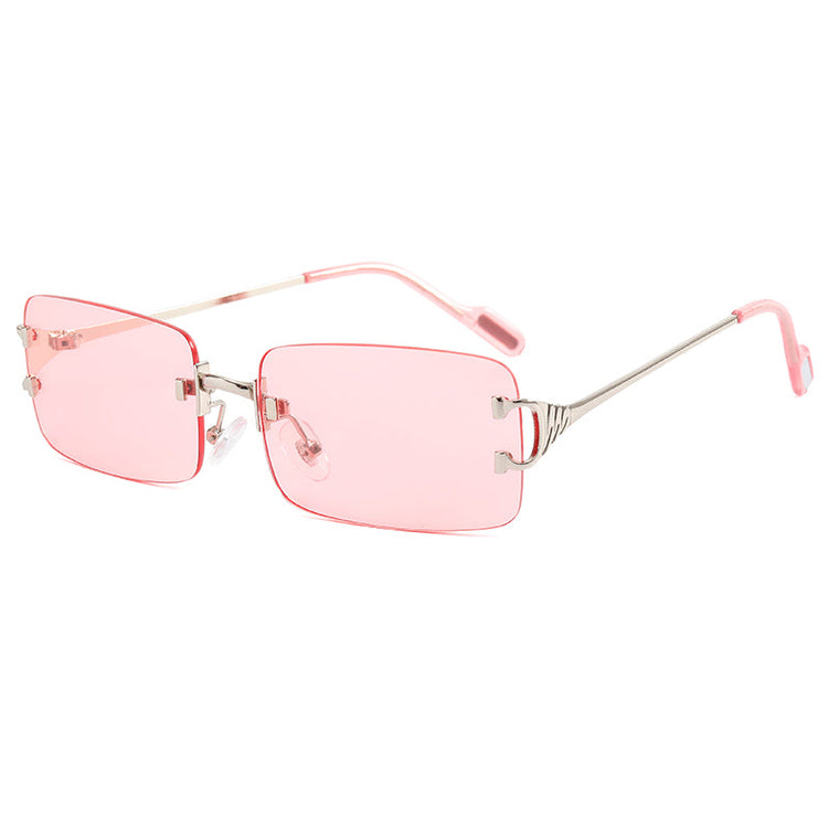 AMAR UNISEX UV 400 METAL RIMLESS RECTANGLE FRAME SUNGLASSES