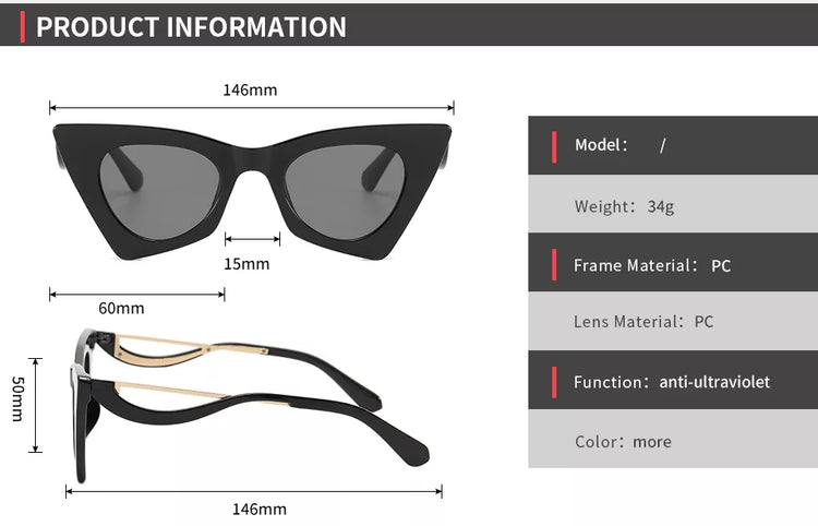 Victoria Womne's Vintage Square Cat Eye UV400 Sunglasses
