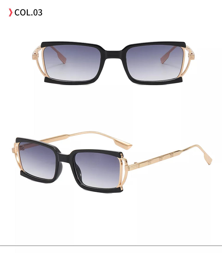 KENYA UNISEX SMALL RECTANGLE METAL FRAME SUNGLASSES