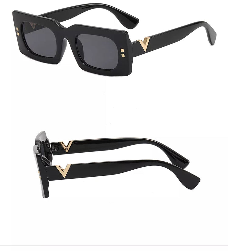 SHAE WOMEN'S SMALL VINTAGE UV400 RECTANGULAR FRAME VINTAGE SUNGLASSES