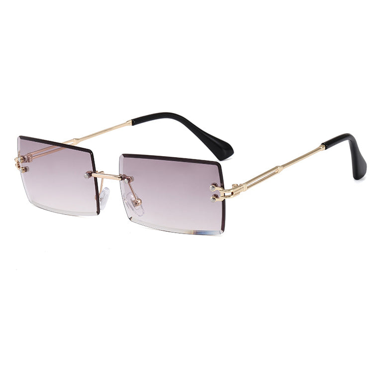 AMARI UNISEX TINTED UV 400 SMALL RIMLESS RECTANGLE FRAME SUNGLASSES