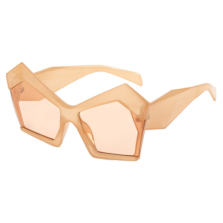 BROOK RETRO VINTAGE UV400 POLYGON OVERSIZED SUNGLASSES