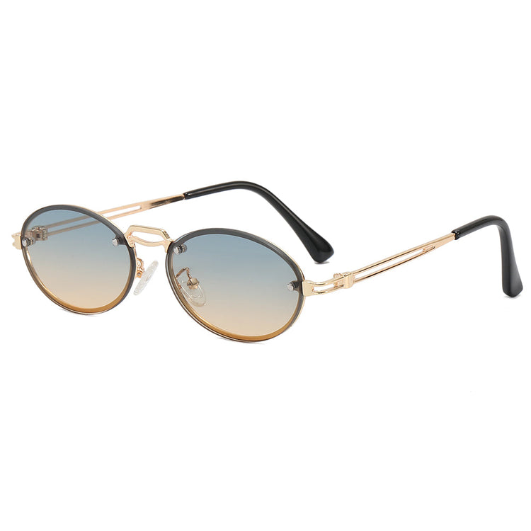 DALE GOLD OVAL UNISEX UV400 METAL FRAME SUNGLASSES