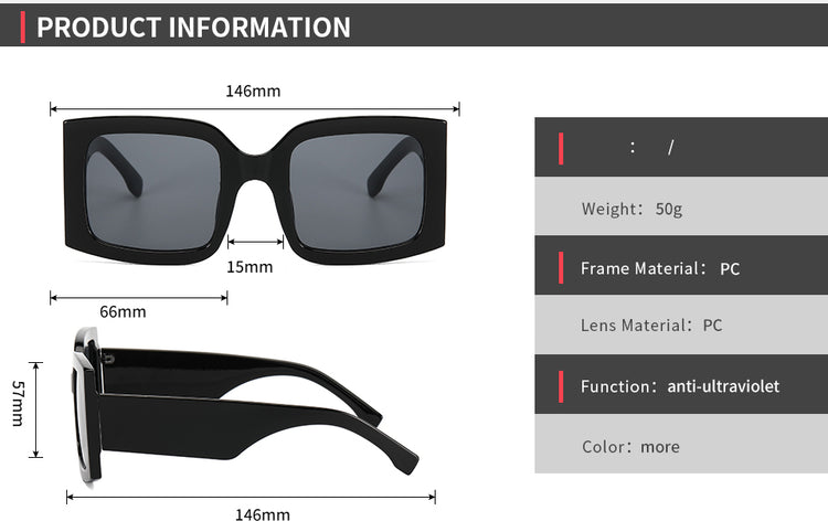 ALEXIA WOMEN'S VINTAGE OVERSIZED UV 400  SQUARE FRAME SUNGLASSES