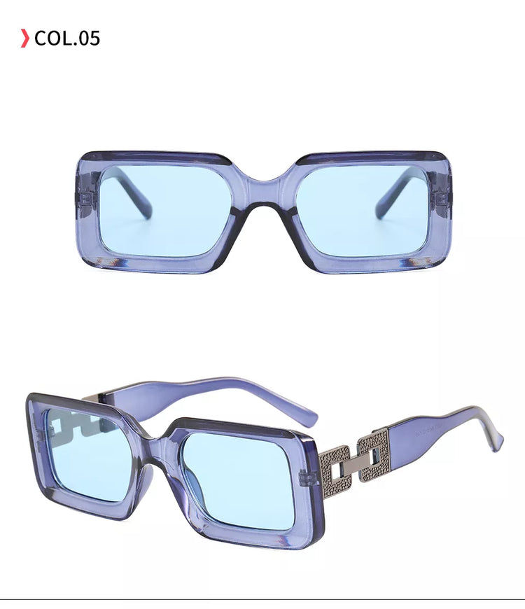 QUINTON UNISEX UV400 METAL MIX RECTANGLE SUNGLASSES