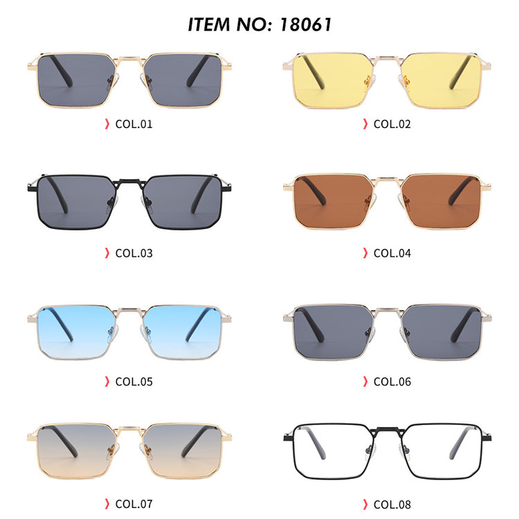 Warren Men's Small Rectangle Metal Frame Sunglasses