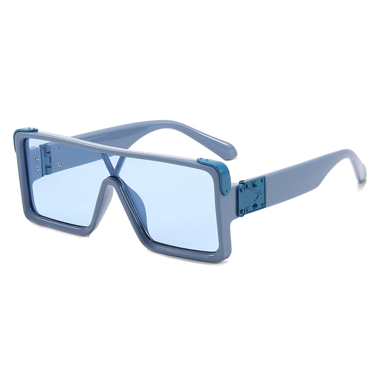Shane Unisex Oversized UV400 Mono Lens Rectangular Frame Sunglasses
