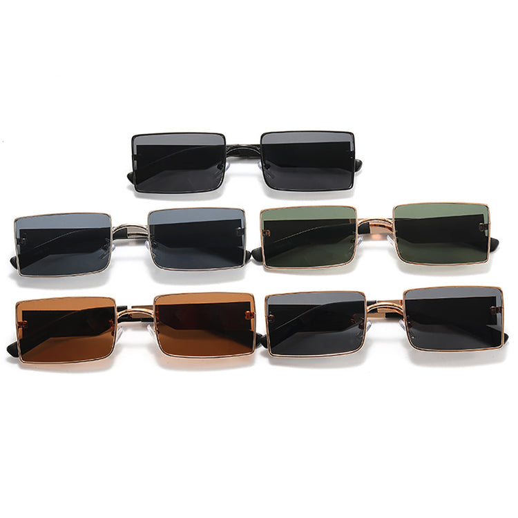 DWAYNE UNISEX UV400 SMALL RECTANGLE METAL FRAME SUNGLASSES