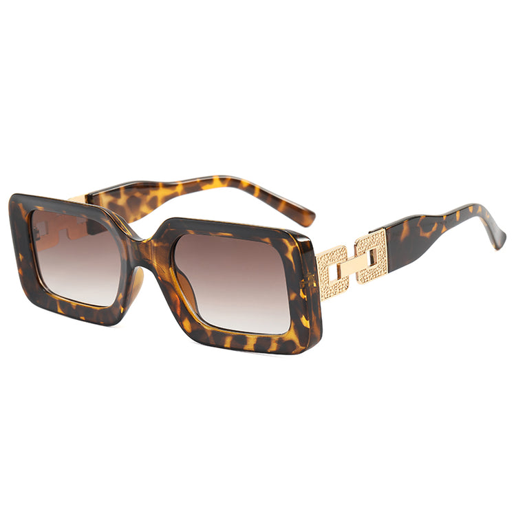QUINTON UNISEX UV400 METAL MIX RECTANGLE SUNGLASSES
