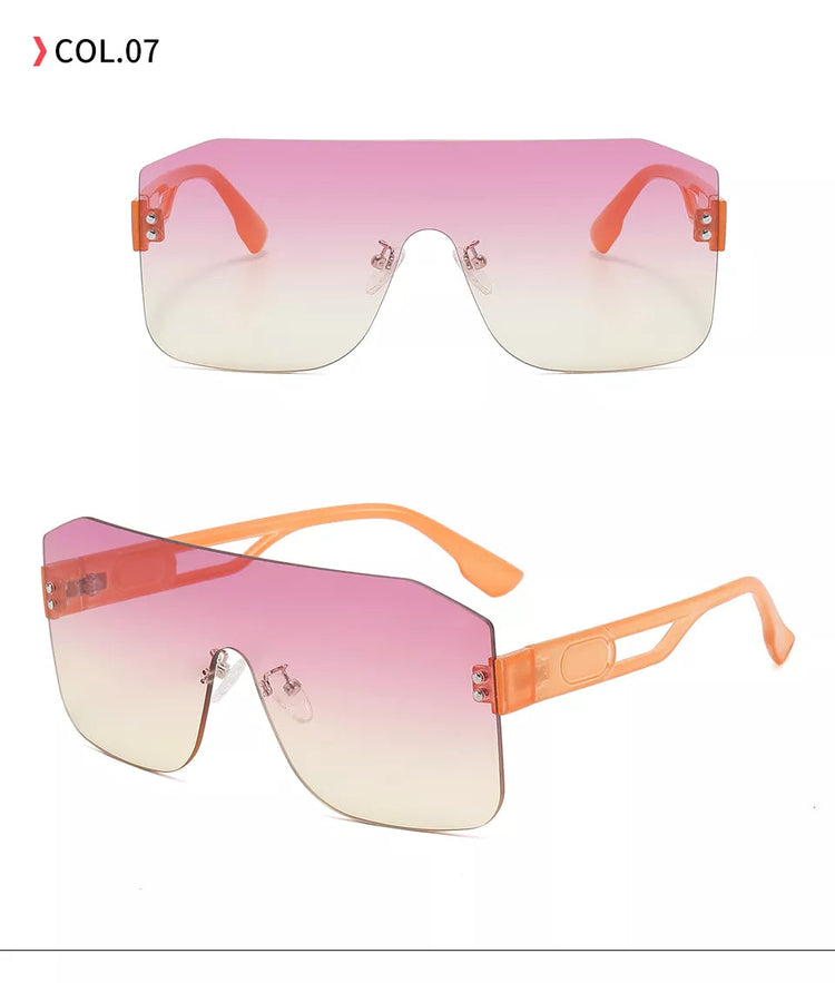 JADA Women's UV400 Rimless Single-Lens Pilot Frame Sunglasses