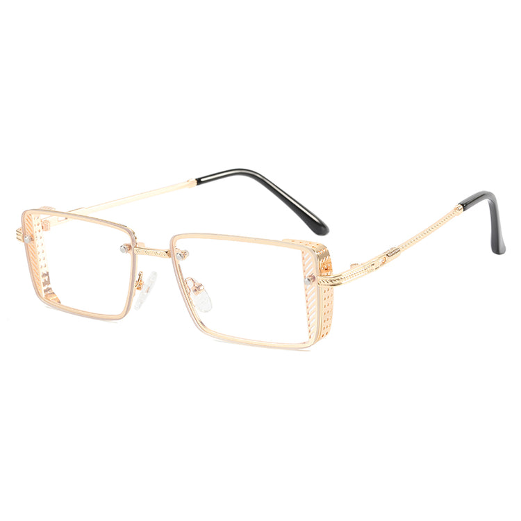 Don Unisex Small Rectangular Metal Frame UV400 Sunglasses