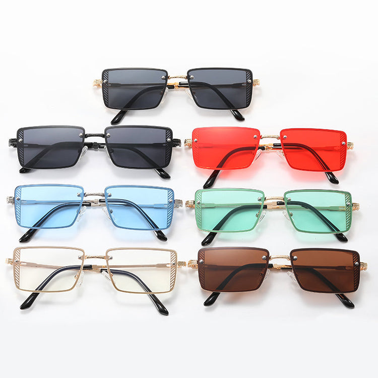 DON UNISEX SMALL RECTANGULAR METAL FRAME UV 400 SUNGLASSES