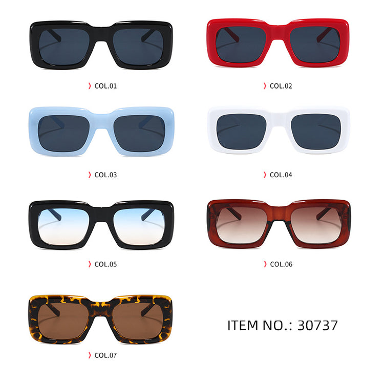 TONI Unisex Retro Thick Rectangle UV400 Sunglasses