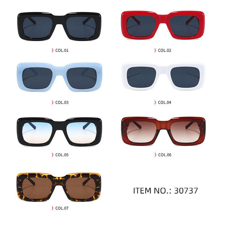 TONI UNISEX RETRO THICK UV 400 RECTANGLE FRAME SUNGLASSES
