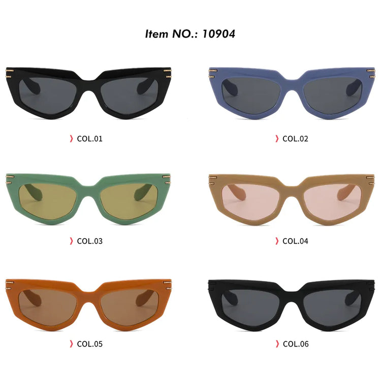NORA WOMEN'S UV400 VINTAGE POLYGON CAT EYE  SUNGLASSES